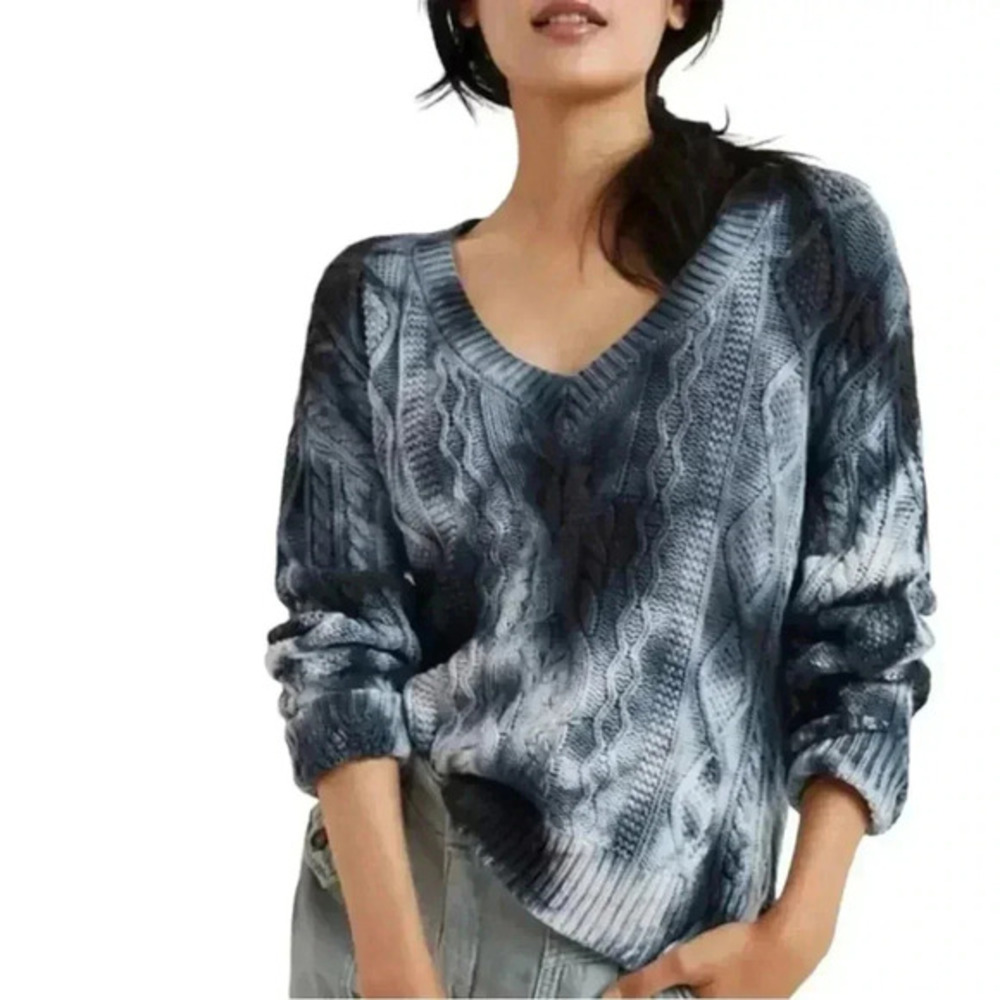 Anthropologie Pilcro Joni Tie Dye Cable Knit Hi Low Sweater‎ Womens Size Small